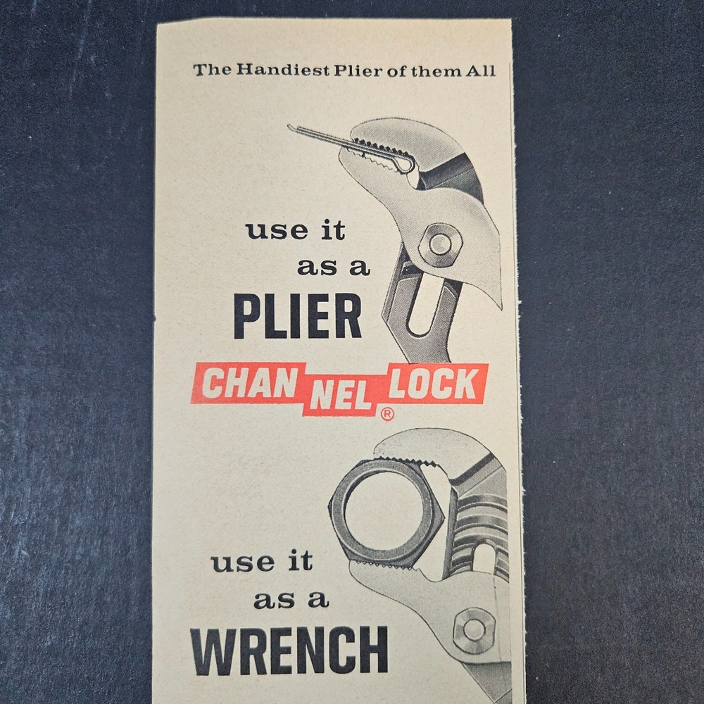 1961 Channellock Pliers Champion DeArment Tool Co Vintage Print Ad Meadville PA
